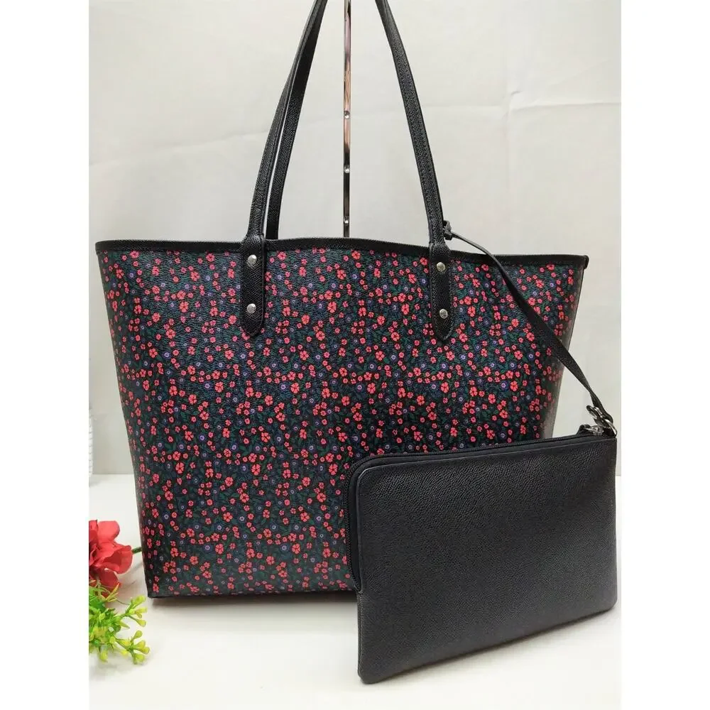 Coach City Tote Reversible Multicolor Floral Tote Bag With Wallet
